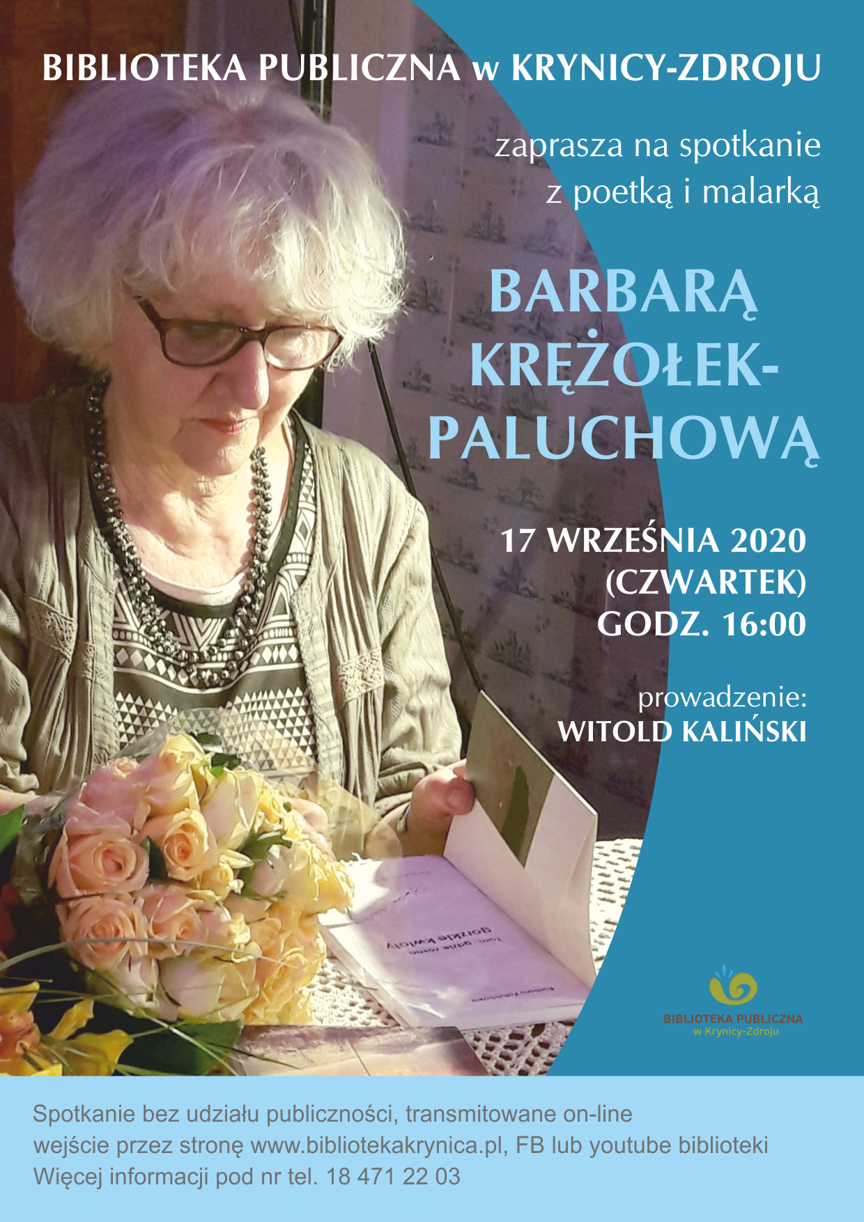 Biblioteka Publiczna w Krynicy-Zdroju zaprasza na spotkanie z poetką i malarką Barbarą Krężołek-Paluchową