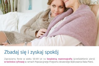 Bezpłatne badania mammograficzne w ramach Programu Profilaktyki Raka Piersi finansowanego przez NFZ