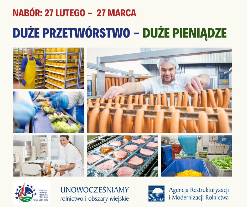 Do 15 mln zł wsparcia będę mogły uzyskać firmy z branży przetwórstwa produktów rolnych
