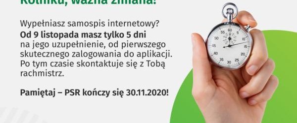 Skrócony czas na wypełnienie samospisu internetowego w Powszechnym Spisie Rolnym 2020