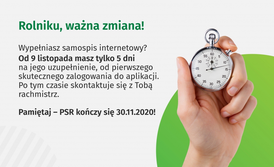 Skrócony czas na wypełnienie samospisu internetowego w Powszechnym Spisie Rolnym 2020