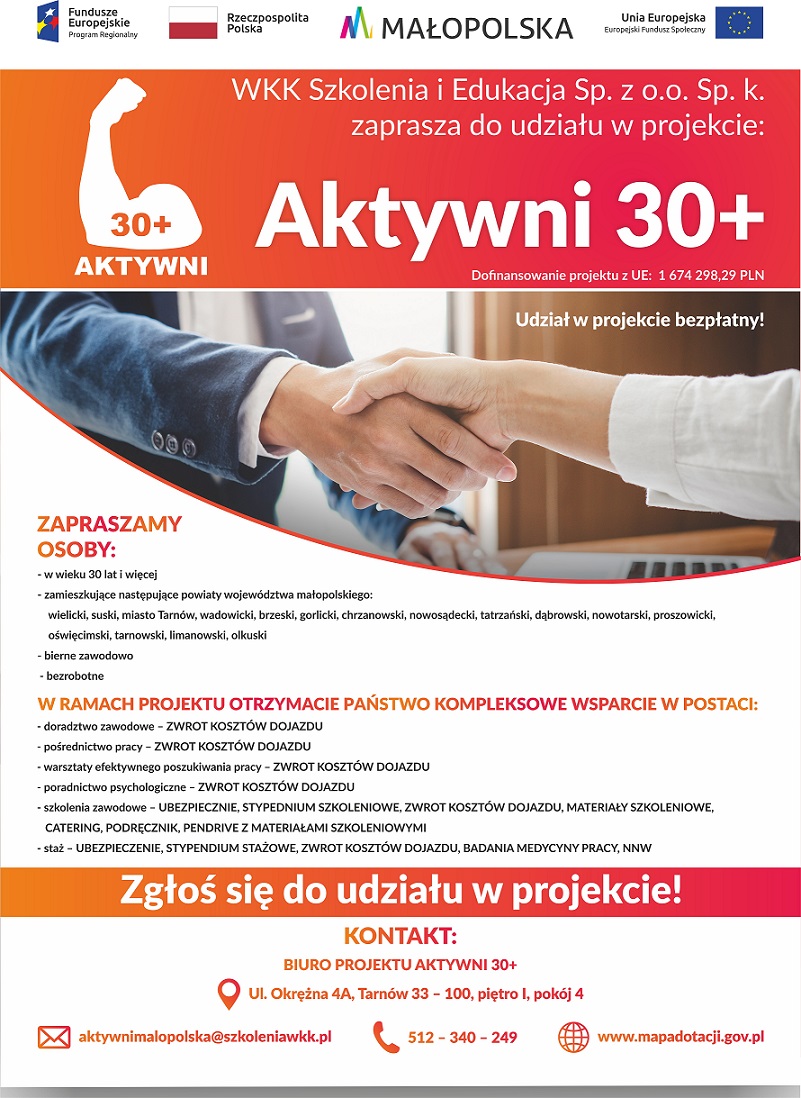 Weź udział w projekcie pt.: „AKTYWNI 30+”