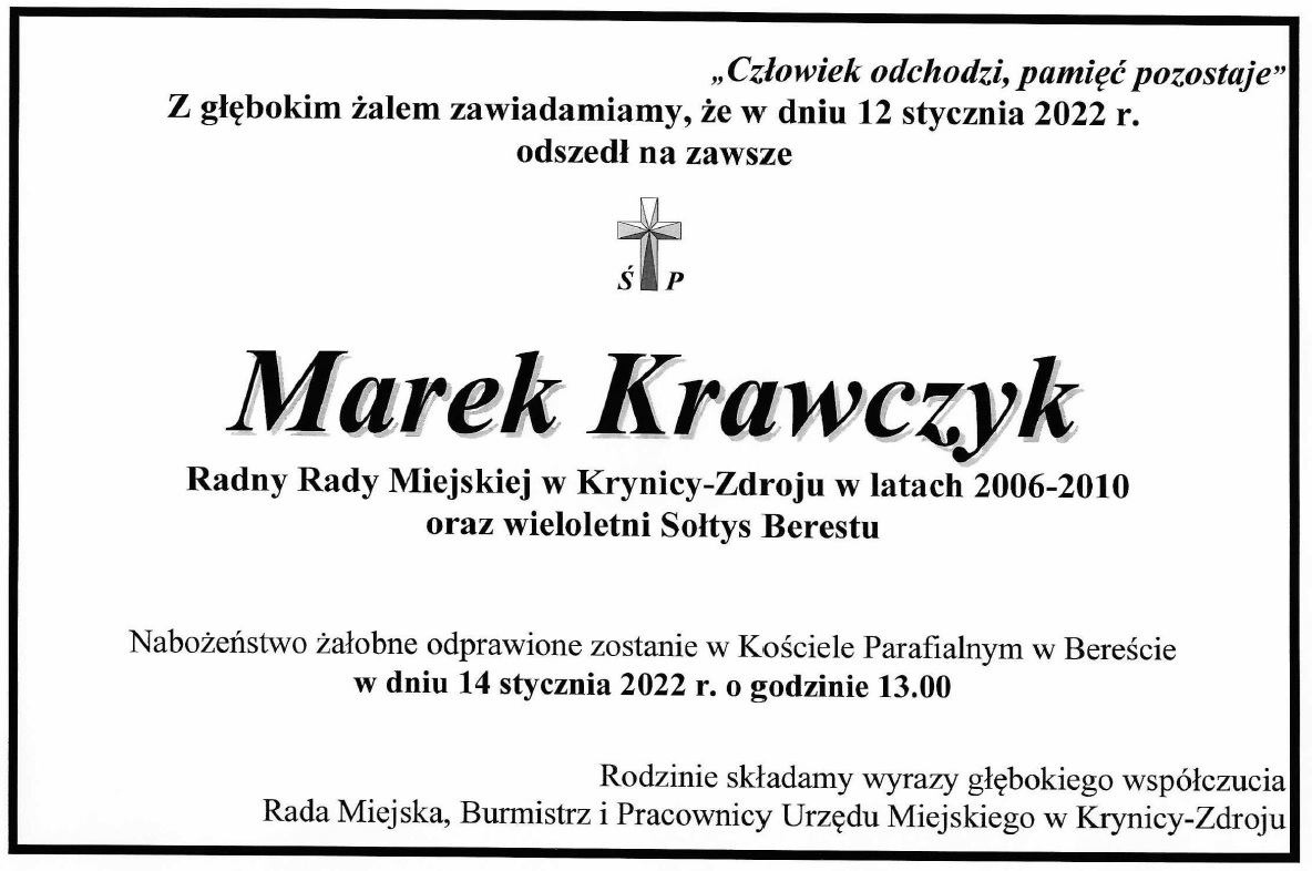 Odszedł wieloletni Sołtys Berestu Marek Krawczyk