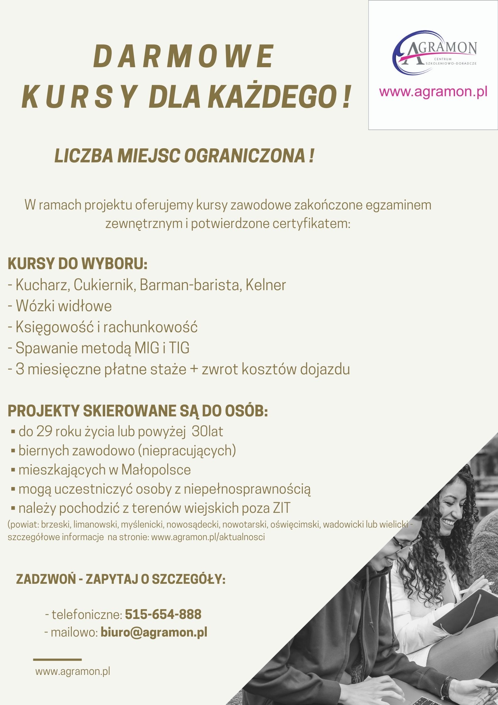 Nabór do dwóch projektów dla osób w wieku do 29 lat i osób powyżej 30 roku życia