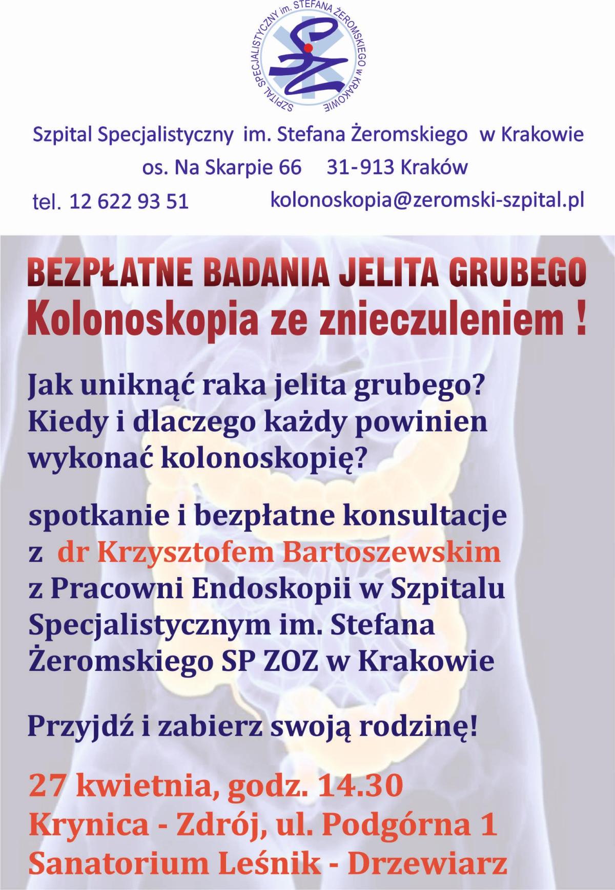 Spotkanie z możliwością zapisania się na bezpłatny zabieg kolonoskopii