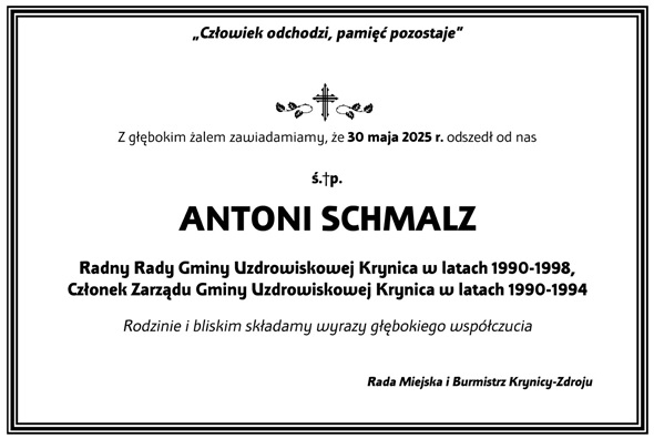 Odszedł długoletni Radny Rady Gminy Uzdrowiskowej Krynica