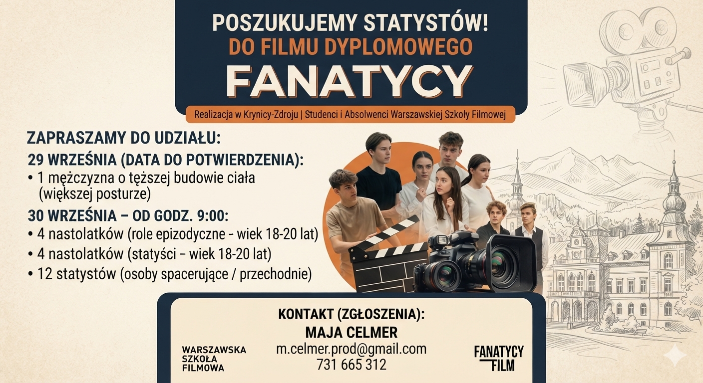 Poszukiwani statyści do filmu dyplomowego