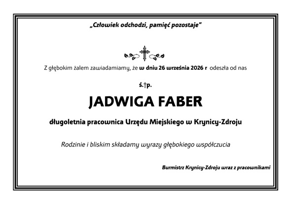 Zmarła Jadwiga Faber