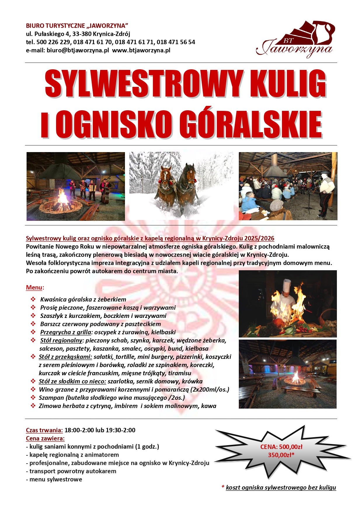 Sylwestrowy kulig i ognisko góralskie