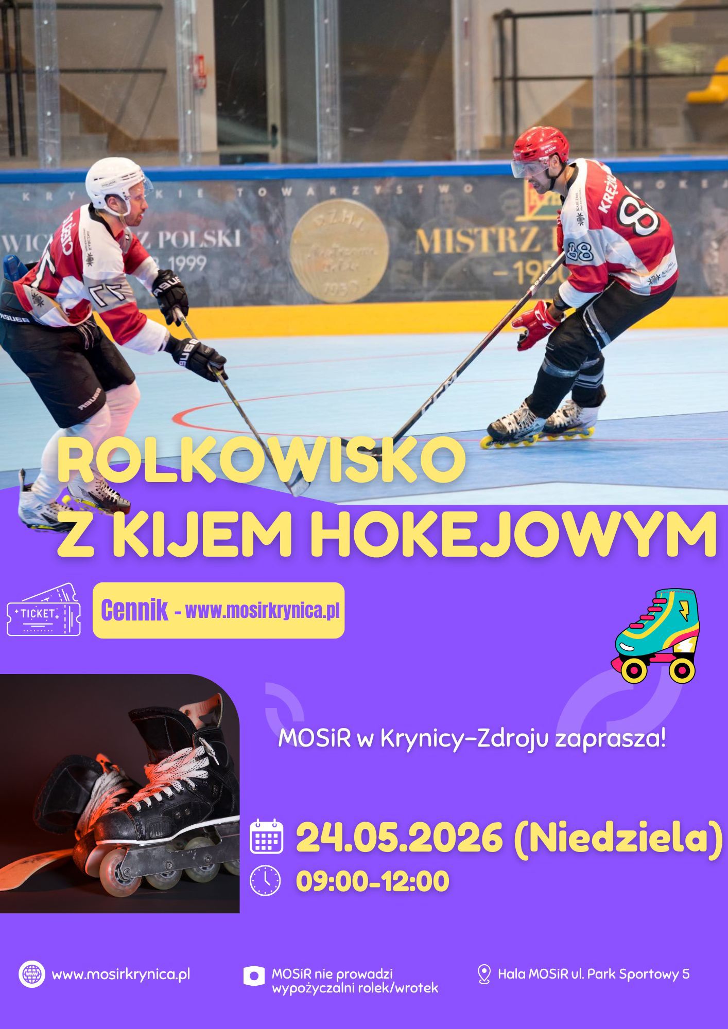 Rolkowisko z kijem hokejowym