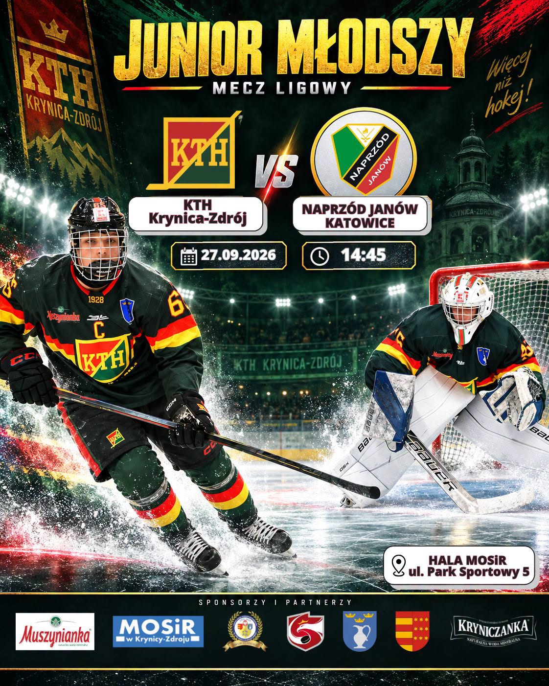 Mecz Ligowy w Hokeju na Lodzie Junior Młodszy: KTH Krynica-Zdrój vs Naprzód Janów Katowice