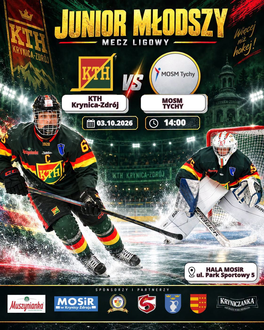 Mecz Ligowy w Hokeju na Lodzie Junior Młodszy: KTH Krynica-Zdrój vs MOSM Tychy